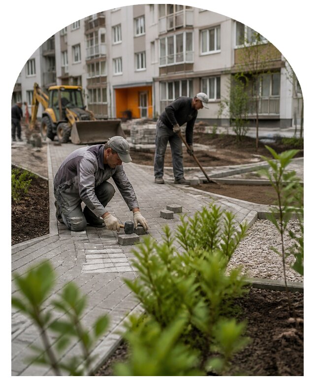 Благоустройство двора многоквартирного дома в Гудермесе